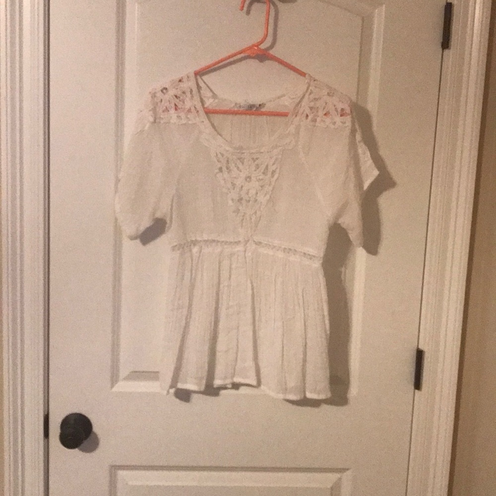 Cream crepe and lace shirt